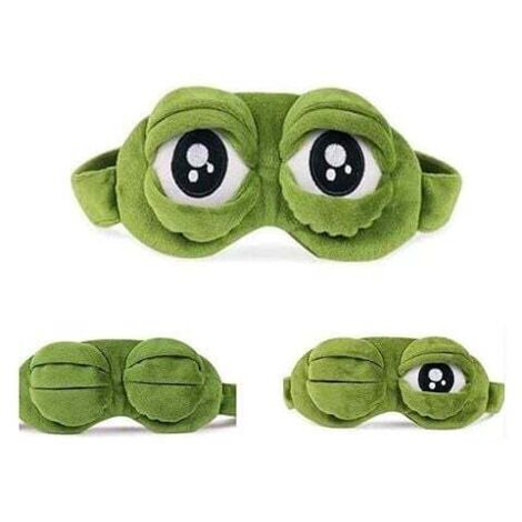 Masque de sommeil pour les yeux en forme de grenouille - Masque de sommeil amusant en 3D - Cadeau créatif (sac de glace non inclus)