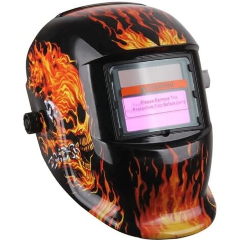 Masque de soudage à assombrissement automatique - Filtre LCD à teinte variable - Design crâne - Pour soudure ARC/TIG/MIG