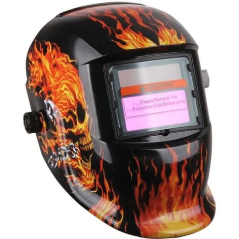 Masque de soudage crâne de feu à obscurité variable avec filtre LCD à assombrissement automatique