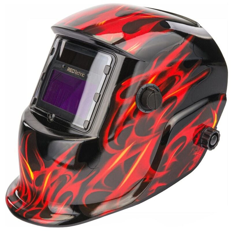 Powermat - Masque de soudure professionnel auto-obscurcissant échelon 9/13 din Noir Flammes