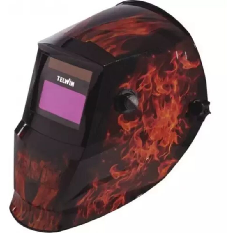 Cagoule de soudage automatique teinte 9/13 vision 92x42mm - design flamme