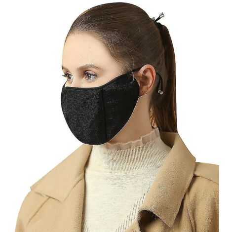 Masque d'hiver thermique coupe-vent pour femme, noir