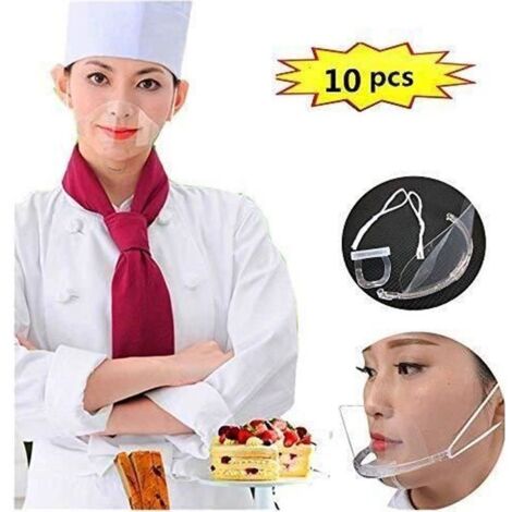 Masque en plastique - Non spécifié - Lot de 10 - Anti-buée - Réutilisable - Sécurité