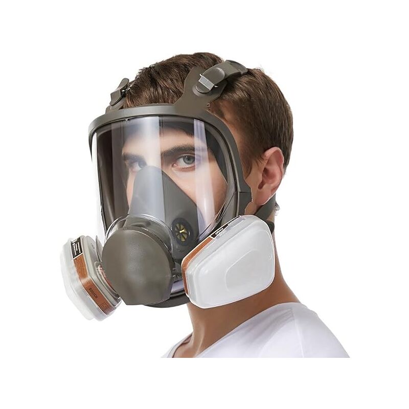 Masque facial complet réutilisable, respirateur complet, masque à gaz anti-poussière, filtres doubles remplaçables pour la peinture, la