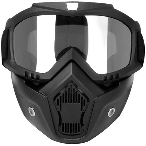 Masque facial de moto Lunettes haute definition avec filtre buccal pour casque ouvert Protecteur de visage de motocross