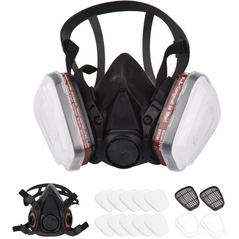 Masque facial, demi-masque respiratoire réutilisable 6200 respirateur de protection respiratoire pour la peinture, le soudage à la vapeur organique, le polissage, la menuiserie et d'autres professions