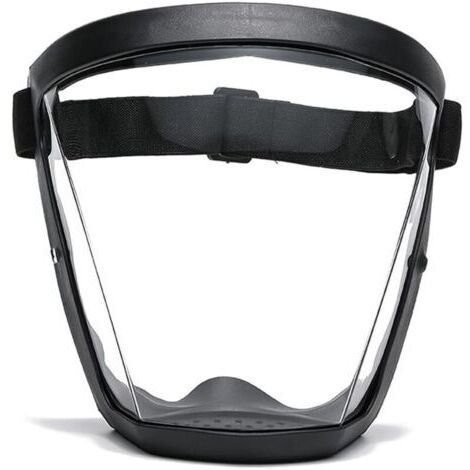 Masque facial super protecteur, masque antibuée, masque facial transparent pour adulte, masque facial en plastique (noir)
