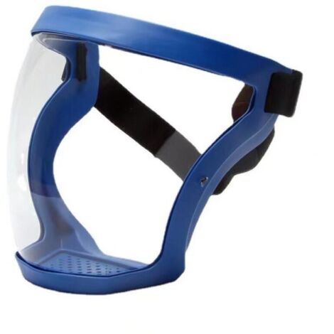 Masque facial ultra-protecteur – Masque intégral, transparent et durable, visière transparente, antibuée HD réutilisable – Unisexe pour adulte (bleu)