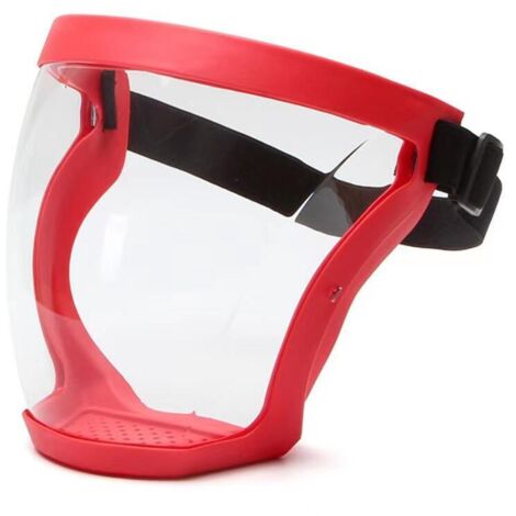 Masque facial ultra-protecteur – Masque intégral, transparent et durable, visière transparente, masque antibuée HD réutilisable – Unisexe pour adulte (rouge)