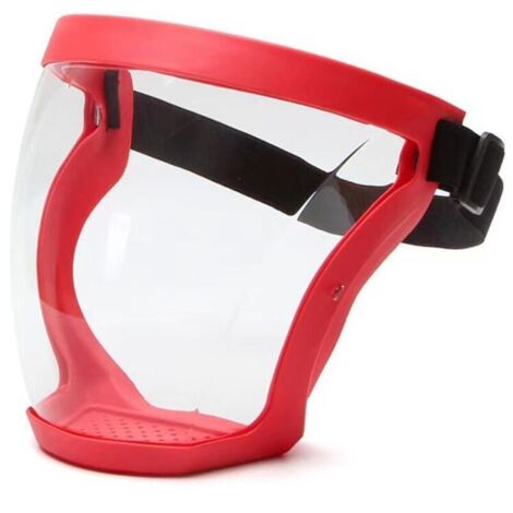 Masque facial ultra-protecteur – Masque intégral, transparent et durable, visière transparente, masque antibuée HD réutilisable – Unisexe pour adulte (rouge)