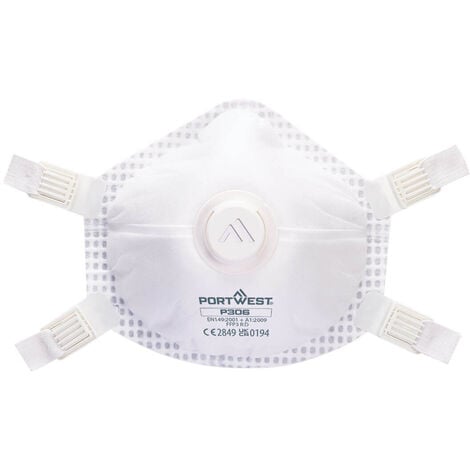 Masque FFP3 Ultimate réutilisable avec valve (Paquet de 5 pièces) -  Blanc - PORTWEST