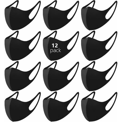Masque lavable et respirant réutilisable en soie glacée pour hommes, femmes, 12 pièces