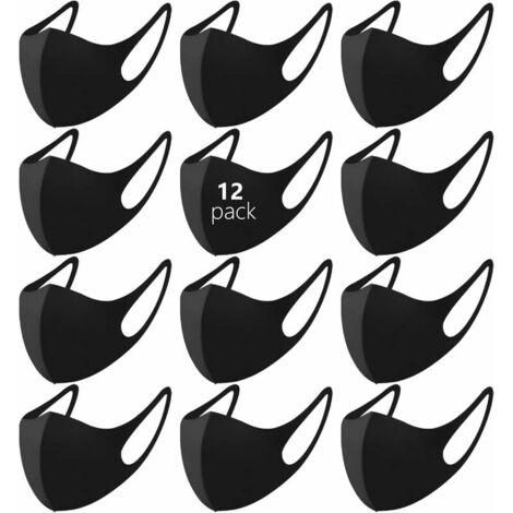 Masque lavable et respirant réutilisable en soie glacée pour hommes, femmes, 12 pièces