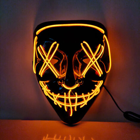 Masque LED Effrayant Lumineux Orange pour Cosplay Halloween