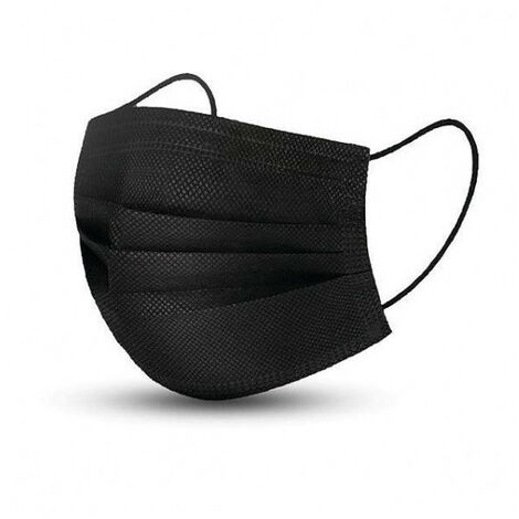Masque médical 3 plis jetable Noir Type IIR à élastiques (Lot de 50) - Modèle: Type IIR - Noir