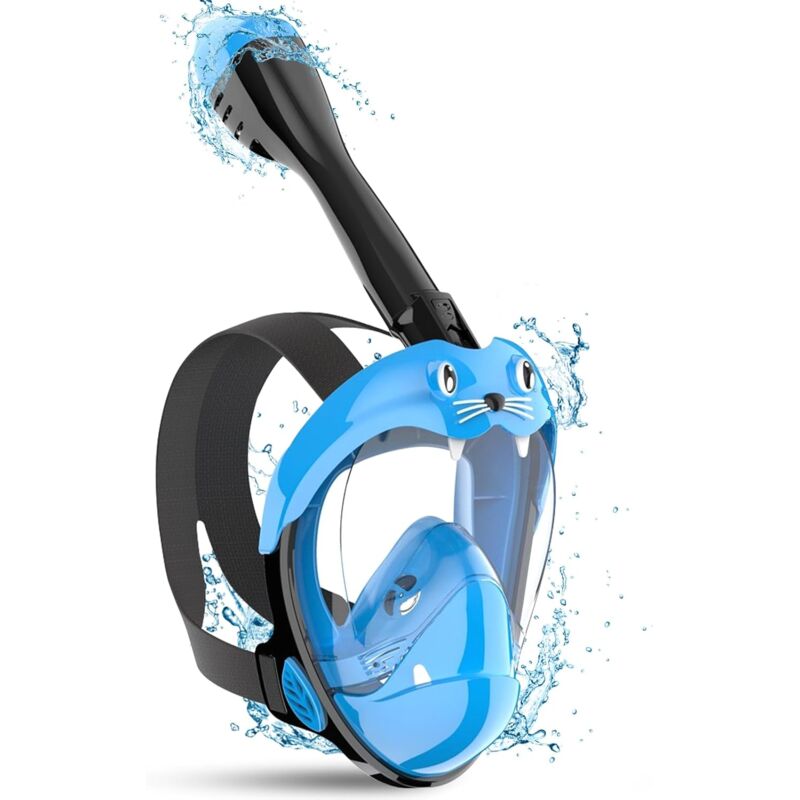 Masque Plongée Enfant, Masque de Plongée, Masque de Plongée Intégral, 180° HD Anti-Fuite et Anti-Buée Masque Snorkeling, Conception Détachable