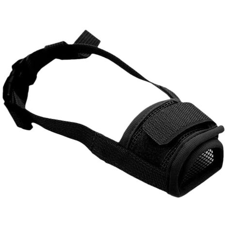 Masque pour chien en maille nylon respirant, muselière ajustable à fixation rapide, pour empêcher morsures et aboiements, évite l'ingestion accidentelle (M, Noir)