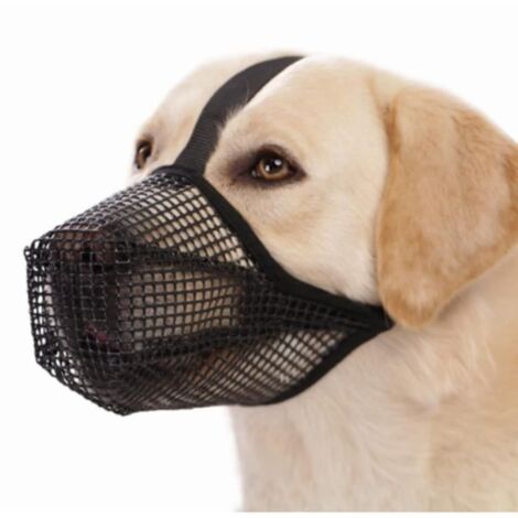 Masque pour Chien Masque Respirant pour Animaux de Compagnie Anti-Bite Réglable, Convient aux Petits et Moyens Chiens L, Noir