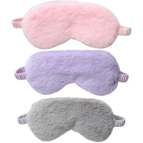 Masque pour les yeux en peluche pour femmes, paquet de 3 masques pour les yeux de sommeil,