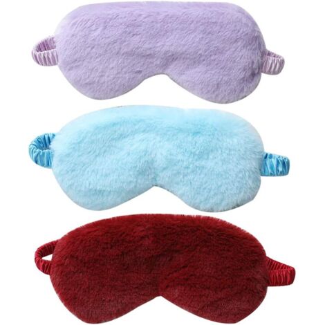 Masque pour les yeux en peluche pour femmes, paquet de 3 masques pour les yeux de sommeil,
