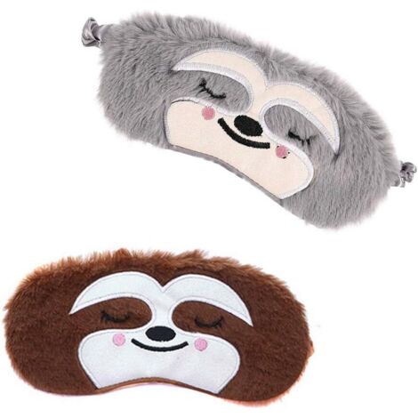 Masque pour les yeux en velours amusant 2 pièces (gris + marron),