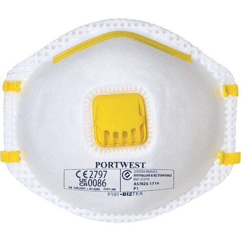 Masque poussières à valve FFP1 -  Blanc - PORTWEST