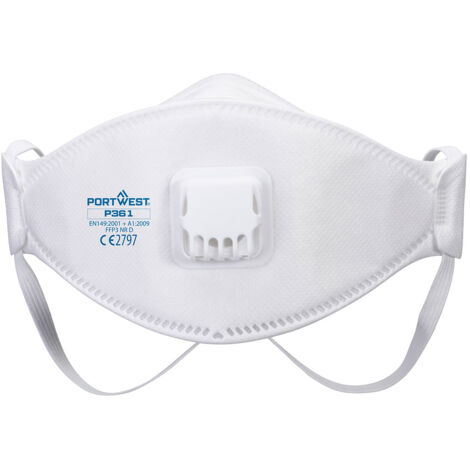 Masque Respiratoire Ffp3 Pliable Avec Valve – Modèle Dolomite (boîte De 10) - Blanc - Portwest