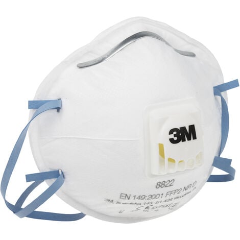 Masque respiratoire jetable 3M, FFP2, avec soupape,  avec clip nasal réglable série 8000 ( Prix pour Boîte de 10 )