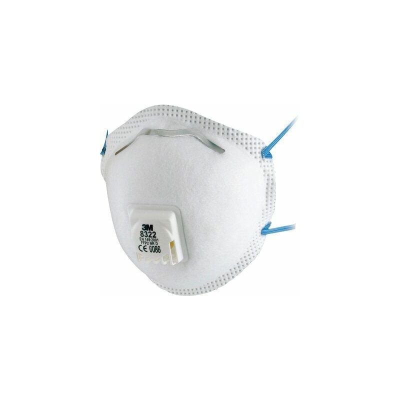 3M - Masque respiratoire jetable FFP2, avec soupape, avec clip nasal réglable série 8300 ( Prix pour Boîte de 10 )