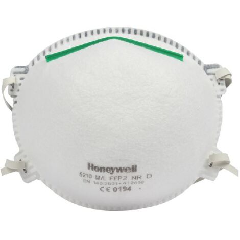 Masque respiratoire jetable Honeywell Safety FFP2 série 5210,  avec clip nasal réglable, Blanc x 20 ( Prix pour Boîte de 20 )