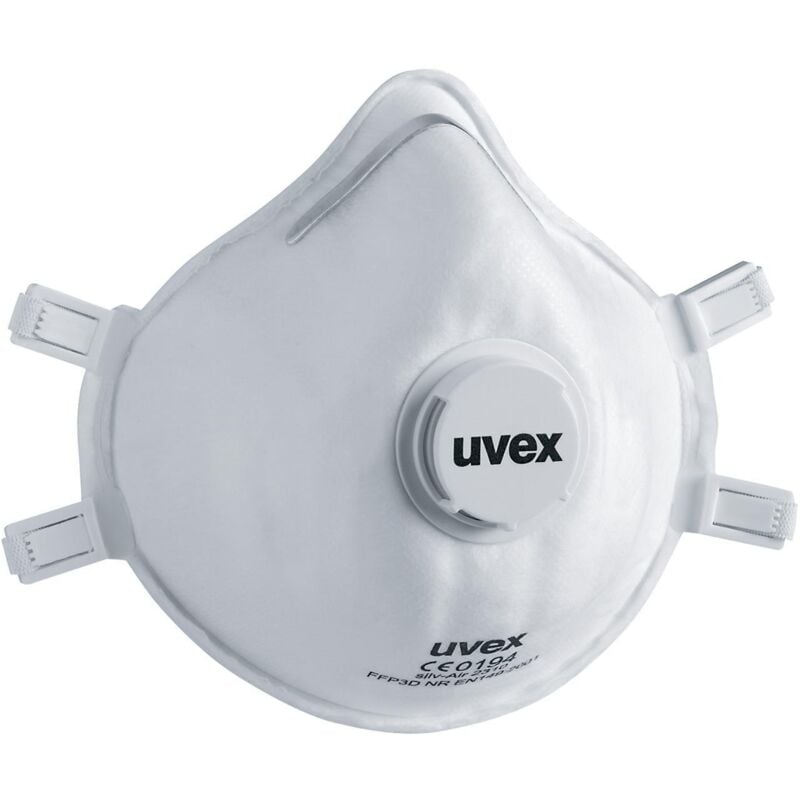 Masque respiratoire jetable Uvex FFP3, avec clip nasal réglable, Blanc x 15 ( Prix pour Boîte de 15 )
