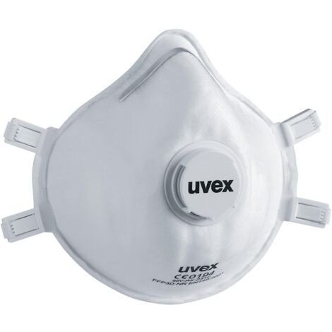 Masque respiratoire jetable Uvex FFP3,  avec clip nasal réglable, Blanc x 15 ( Prix pour Boîte de 15 )