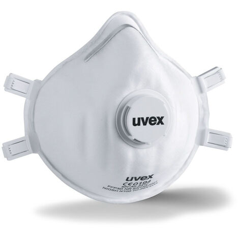 Masque respiratoire jetable Uvex FFP3, avec soupape,  avec clip nasal réglable, Blanc x 15 ( Prix pour Boîte de 15 )