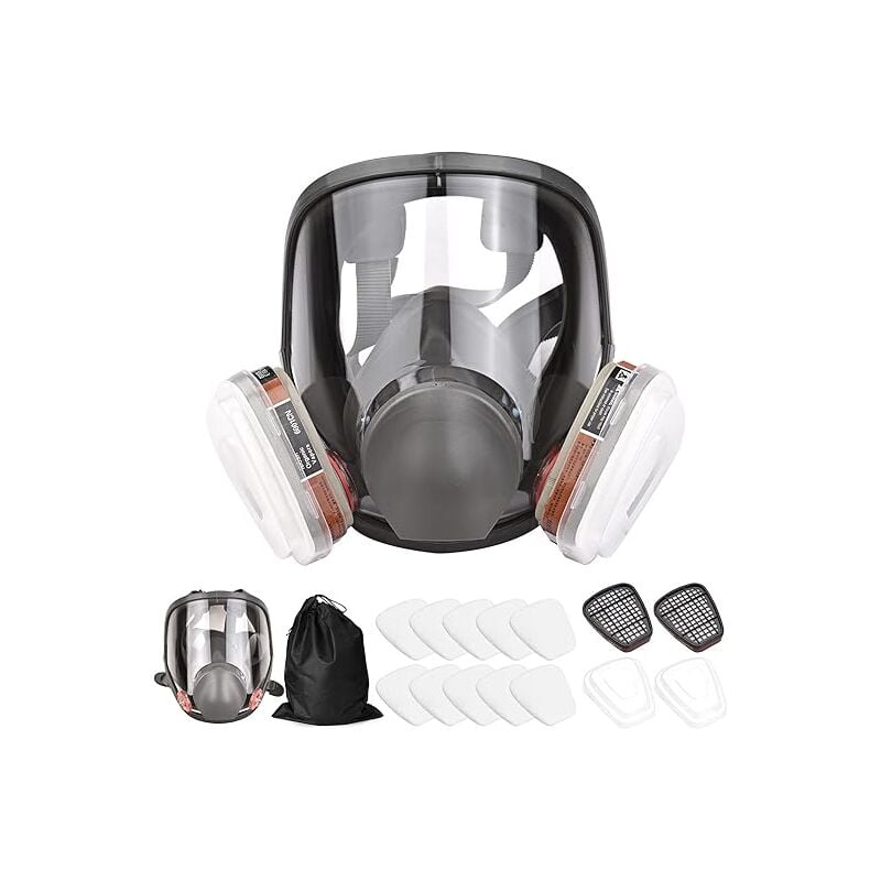 Rapanda - Masque respiratoire réutilisable complet pour le visage 16 en 1 - Masque respiratoire pour vapeurs organiques - Grand champ de vision pour