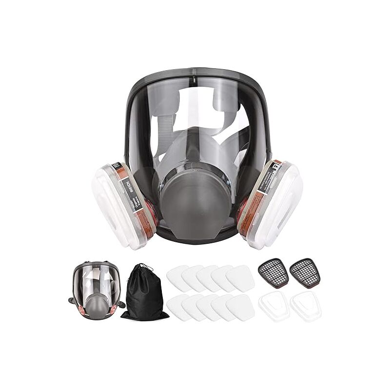 Masque respiratoire réutilisable complet pour le visage 16 en 1 - Masque respiratoire pour vapeurs organiques - Grand champ de vision pour machines à