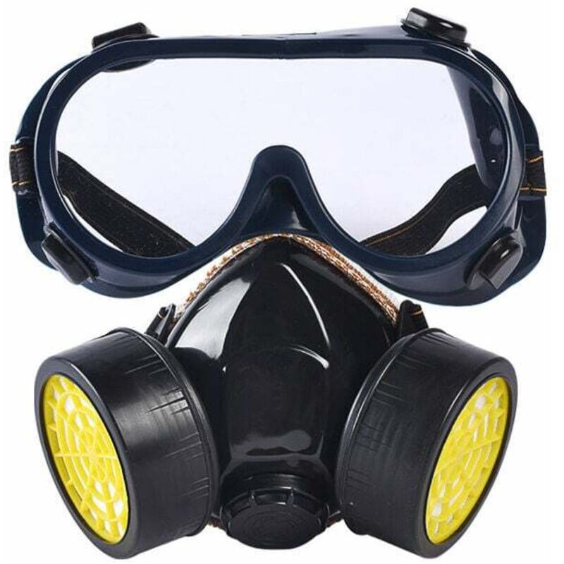 Masque respiratoire réutilisable, masque à double filtration protection contre les vapeurs toxiques, masque chimique anti-poussière anti-gaz pour