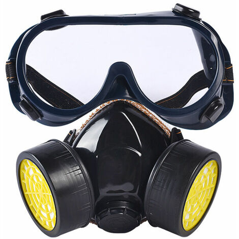 Masque respiratoire réutilisable, masque à double filtration protection contre les vapeurs toxiques, masque chimique anti-poussière anti-gaz pour peinture bricolage travaux de ponçage (noir)