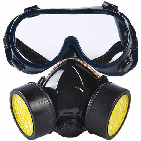 Masque respiratoire réutilisable, masque à double filtration protection contre les vapeurs toxiques, masque chimique anti-poussière anti-gaz pour peinture bricolage travaux de ponçage (noir)