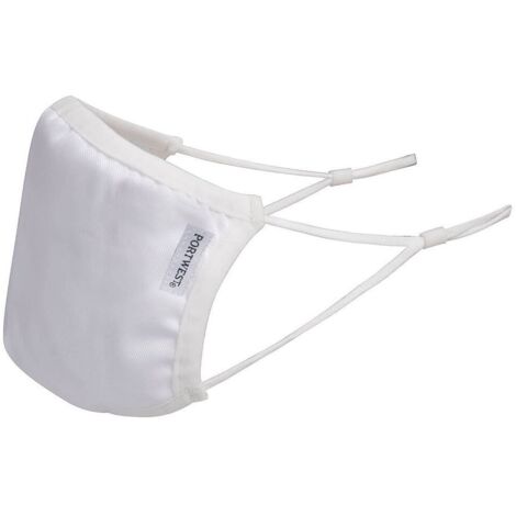 Masque réutilisable tissu antimicrobien 3 couches Portwest (Boite de 25) Blanc Unique.