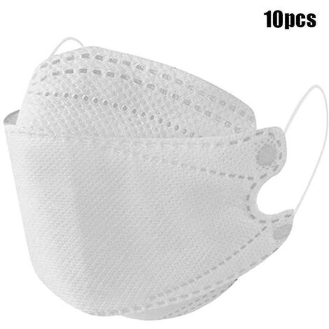 Masques faciaux jetables pour enfants, couleur unie, 10/30/50 pièces, type poisson, protection intégrale du visage, blancs