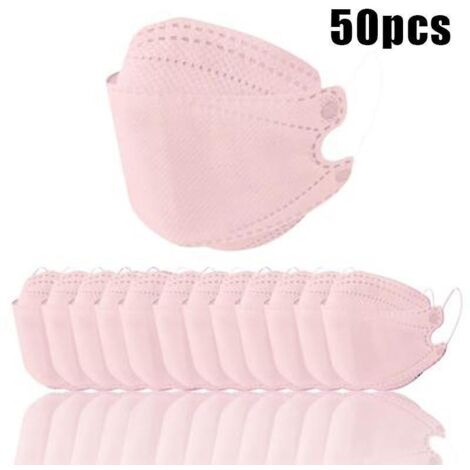 Masques faciaux jetables pour enfants, couleur unie, 10/30/50 pièces, type poisson, protection intégrale du visage, rose