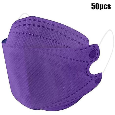 Masques faciaux jetables pour enfants, couleur unie, 10/30/50 pièces, type poisson, protection intégrale du visage, violet