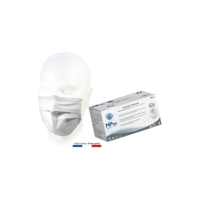 Masques Blanc Hygien Jetablex50 Type Iir En14683:2019 Mptec
