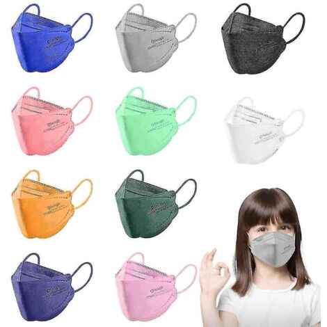 Masques KN95 pour enfants (4 couches) - Lot de 30 ou 50 - Blanc
