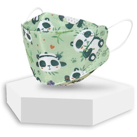 Masques pour enfants KF94, masques KN95, masques de protection, masques jetables KF94 à motifs de dessins animés - 100 pièces - Vert