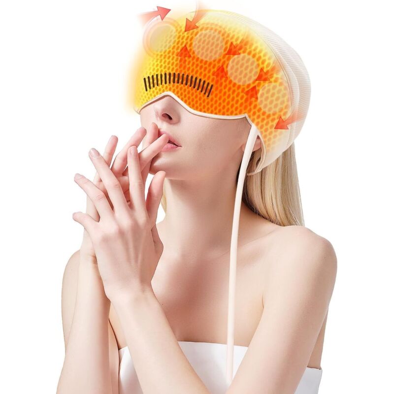 Massage à tête électrique, couverture à 360°, tête portable, yeux, bouchon de massage au cou avec chaleur, amassage, compression, 4 modes réglables,