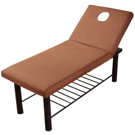 Massage Bed Sheet, Beauty Massage Sofa Cover with Face Hole, Elastic Edge (Brown)
