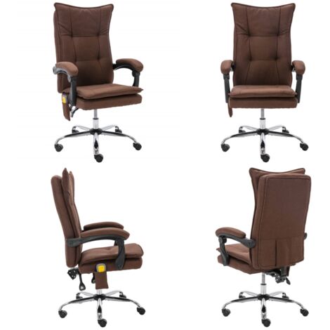 Massage-Bürostuhl Braun Stoff - Ergonomischer Bürostuhl - Rückenmassage
