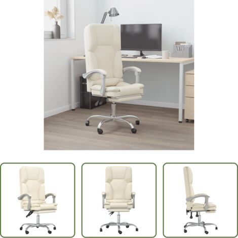 Massage-Bürostuhl -  Bürostuhl mit Massagefunktion Creme Kunstleder