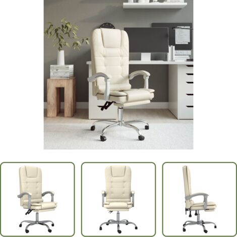 Massage-Bürostuhl -  Bürostuhl mit Massagefunktion Creme Kunstleder